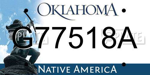 G77518A Oklahoma License Plate