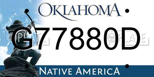 G77880D Oklahoma License Plate
