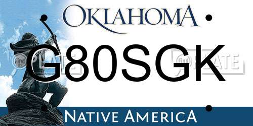 G80SGK Oklahoma License Plate