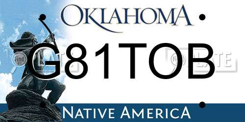 G81TOB Oklahoma License Plate