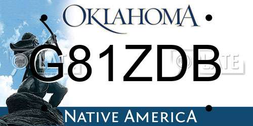 G81ZDB Oklahoma License Plate