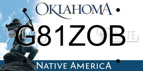 G81ZOB Oklahoma License Plate