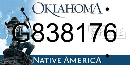 G838176 Oklahoma License Plate