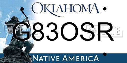 G83OSR Oklahoma License Plate