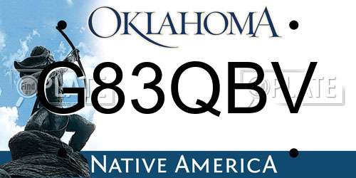 G83QBV Oklahoma License Plate