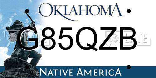 G85QZB Oklahoma License Plate