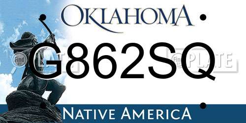 G862SQ Oklahoma License Plate