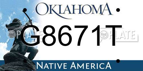 G8671T Oklahoma License Plate