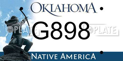 G898 Oklahoma License Plate