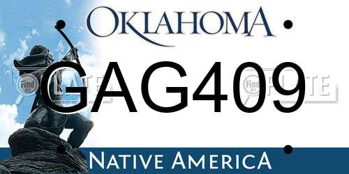 GAG409 Oklahoma License Plate