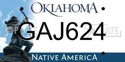 GAJ624 Oklahoma License Plate