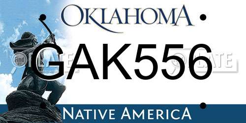 GAK556 Oklahoma License Plate