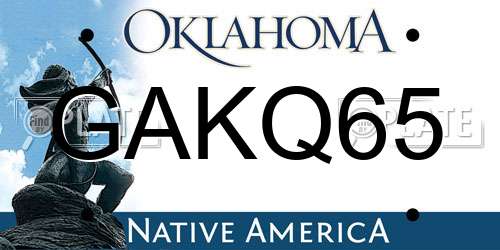 GAKQ65 Oklahoma License Plate