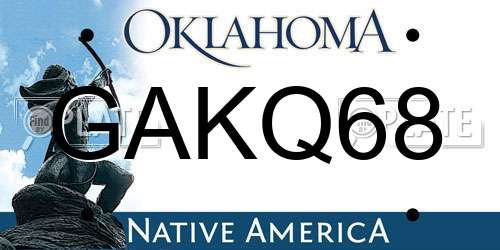 GAKQ68 Oklahoma License Plate