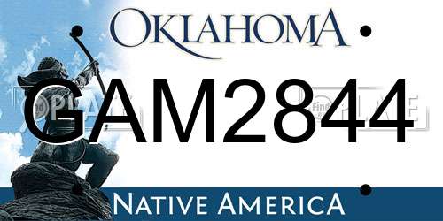 GAM2844 Oklahoma License Plate