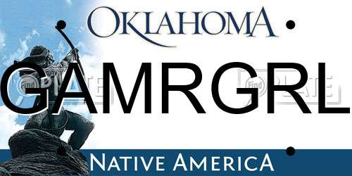 GAMRGRL Oklahoma License Plate