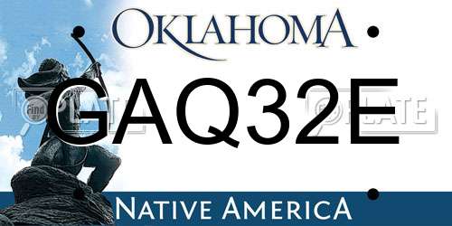 GAQ32E Oklahoma License Plate