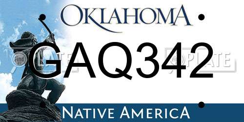 GAQ342 Oklahoma License Plate