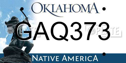 GAQ373 Oklahoma License Plate