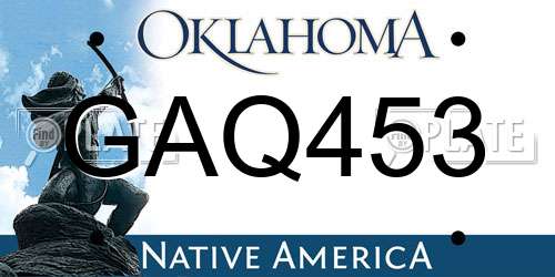 GAQ453 Oklahoma License Plate