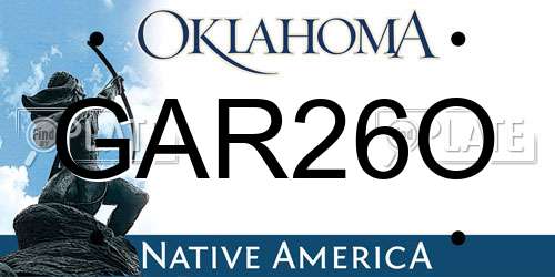 GAR26O Oklahoma License Plate