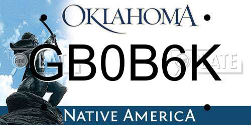 GB0B6K Oklahoma License Plate