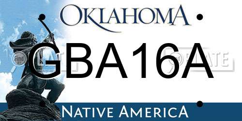 GBA16A Oklahoma License Plate