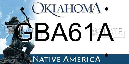 GBA61A Oklahoma License Plate