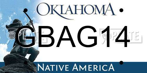 GBAG14 Oklahoma License Plate