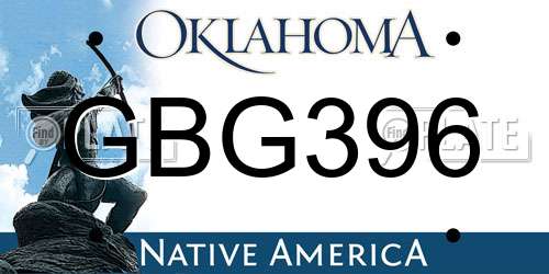 GBG396 Oklahoma License Plate