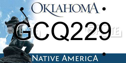 GCQ229 Oklahoma License Plate