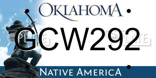 GCW292 Oklahoma License Plate
