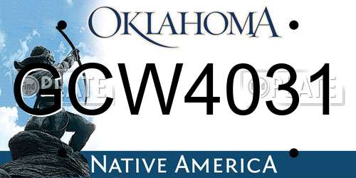 GCW4031 Oklahoma License Plate