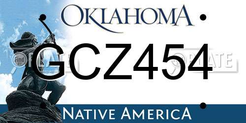 GCZ454 Oklahoma License Plate