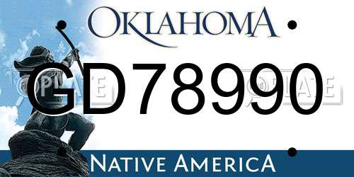 GD78990 Oklahoma License Plate
