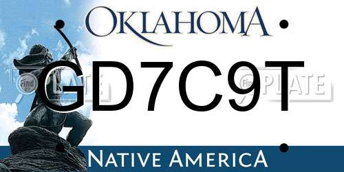 GD7C9T Oklahoma License Plate