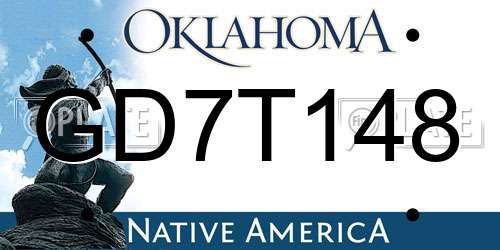 GD7T148 Oklahoma License Plate