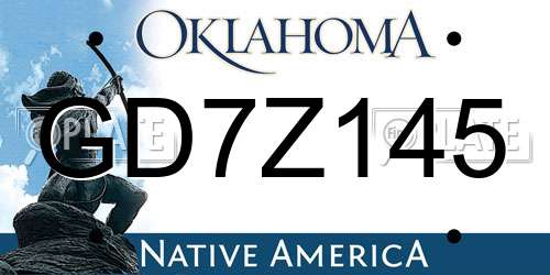 GD7Z145 Oklahoma License Plate
