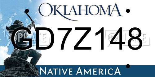 GD7Z148 Oklahoma License Plate