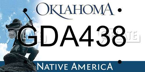 GDA438 Oklahoma License Plate