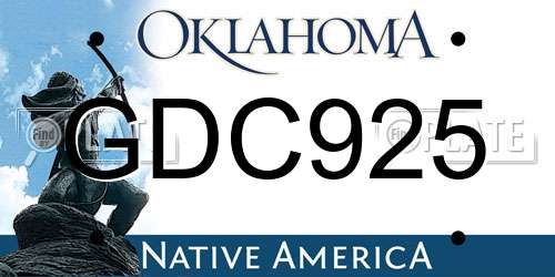 GDC925 Oklahoma License Plate