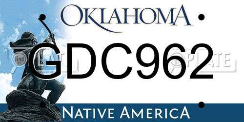 GDC962 Oklahoma License Plate