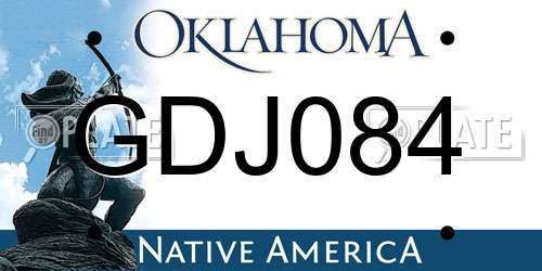 GDJ084 Oklahoma License Plate