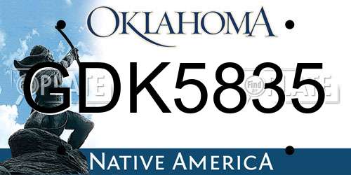 GDK5835 Oklahoma License Plate