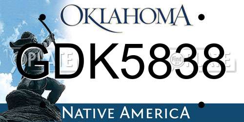 GDK5838 Oklahoma License Plate