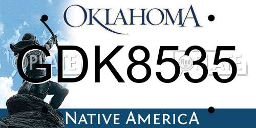 GDK8535 Oklahoma License Plate