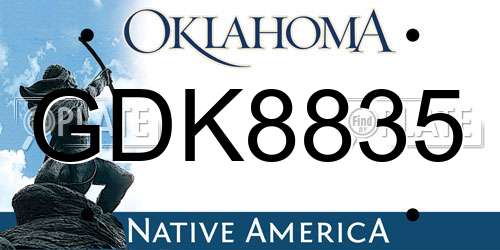 GDK8835 Oklahoma License Plate