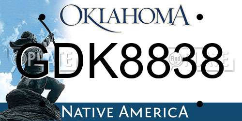 GDK8838 Oklahoma License Plate