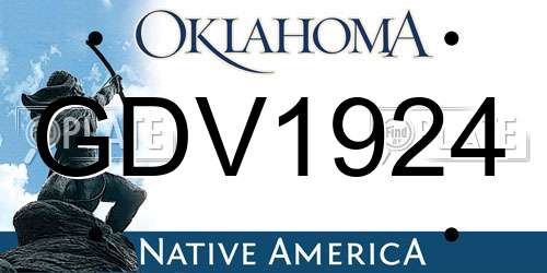 GDV1924 Oklahoma License Plate