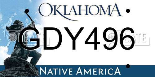 GDY496 Oklahoma License Plate